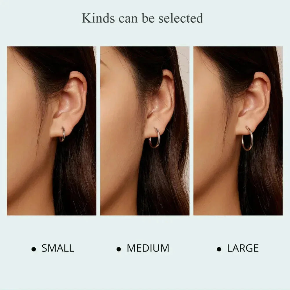 14K White Gold Plated 925 Sterling Silver Hoop Earrings | Hypoallergenic 24mm Hoops