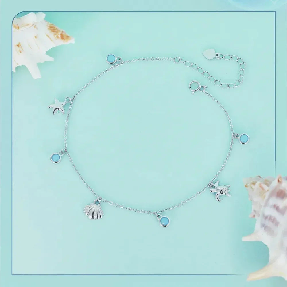 The Tropical Opal Sea Star & Shell Anklet