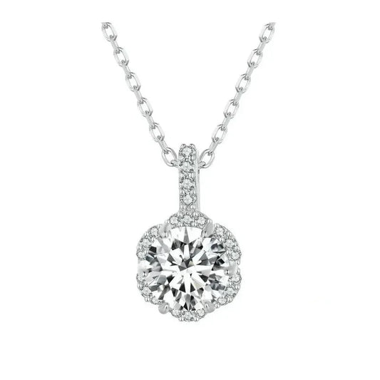 Petal Perfection 1ct Moissanite Sterling Silver Pendant Necklace