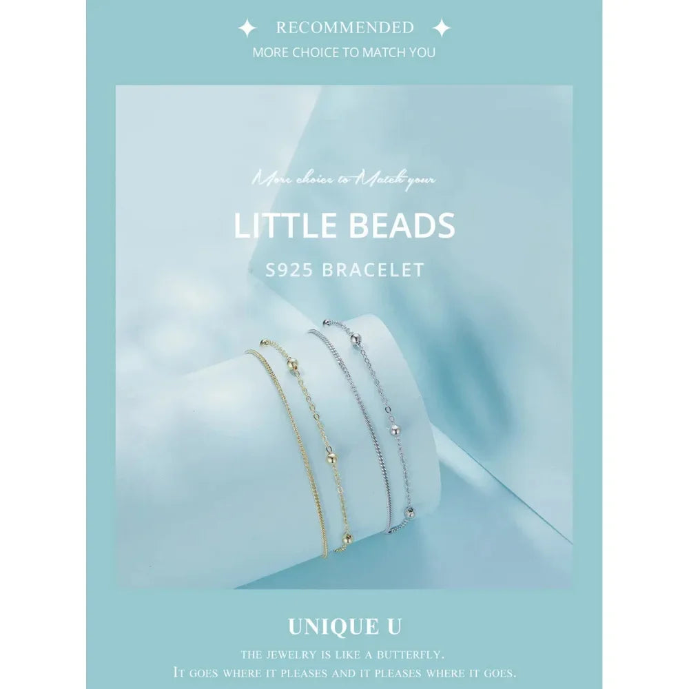 925 Sterling Silver Double Bead Chain Bracelet