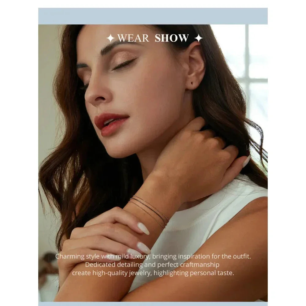 Sterling Silver Triple Layer Bracelet – White Gold Plated