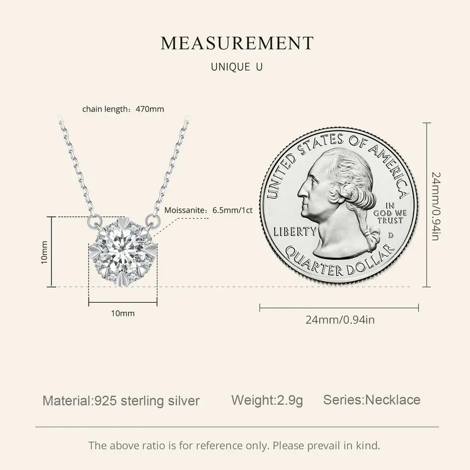 Dazzling Diamond Alternative: 1ct Moissanite Sterling Silver Pendant Necklace