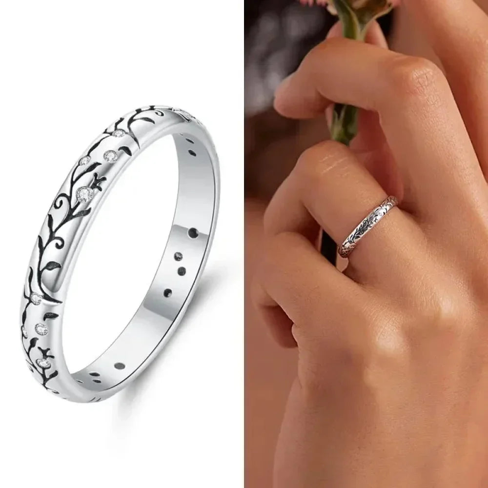 925 Sterling Silver Vintage Embossed Floral Ring