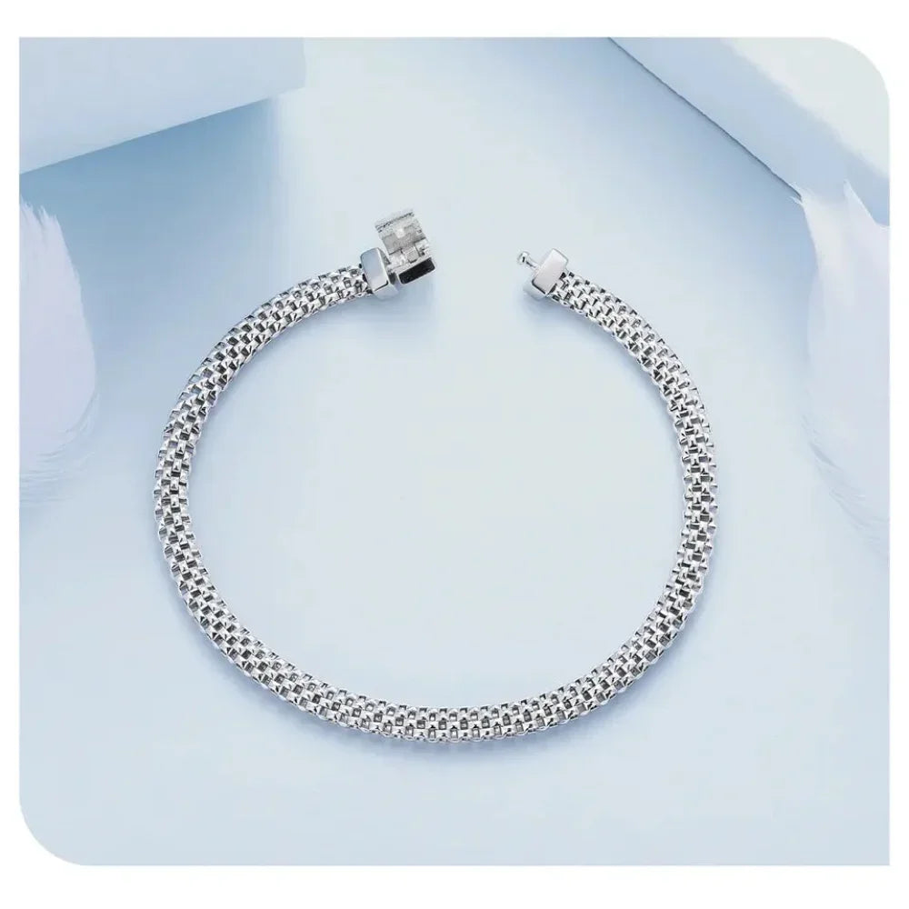 Sterling Silver Braided Square Buckle Bracelet