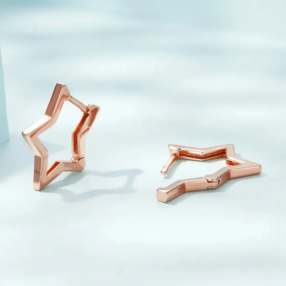 925 Sterling Silver Starlike Earrings - Minimalist Star Shape Ear Buckle for Women - Fashion jewelry SCE1136