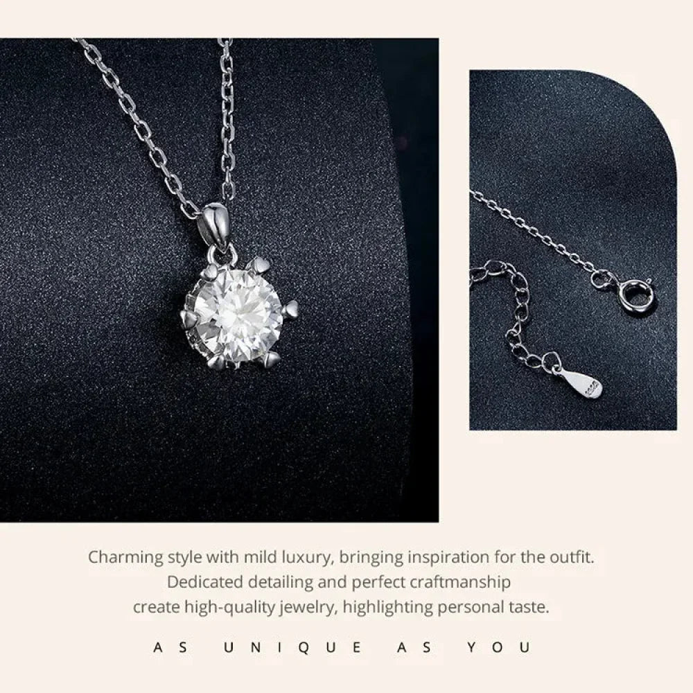 Stunning 1 Carat Moissanite Pendant Necklace | 925 Sterling Silver | Wedding & Bridal Fine Jewelry