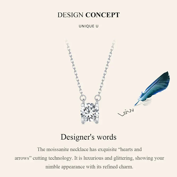 Radiant 1ct Moissanite Sterling Silver Pendant Necklace