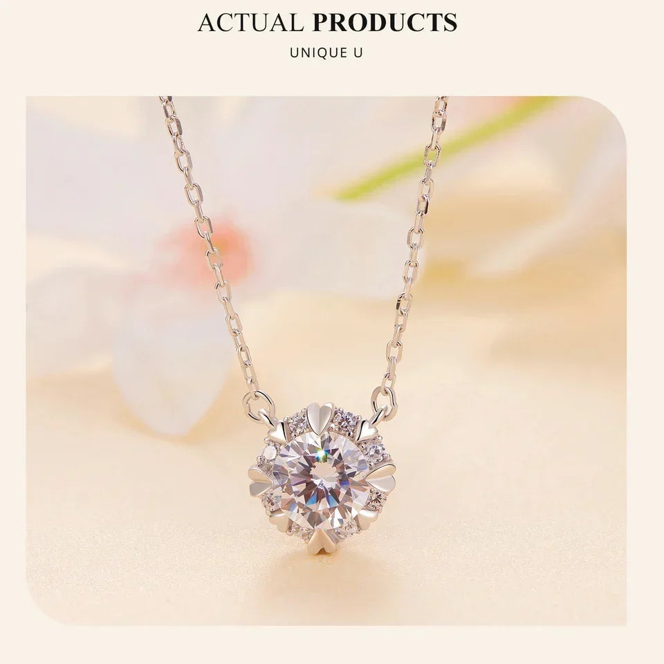 Dazzling Diamond Alternative: 1ct Moissanite Sterling Silver Pendant Necklace