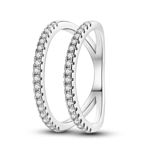 925 Sterling Silver CZ Wishbone Ring
