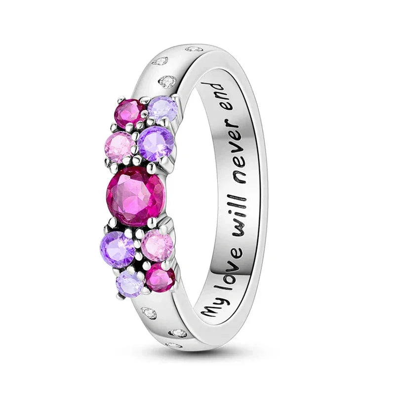925 Sterling Silver Eternal Love Cluster Ring