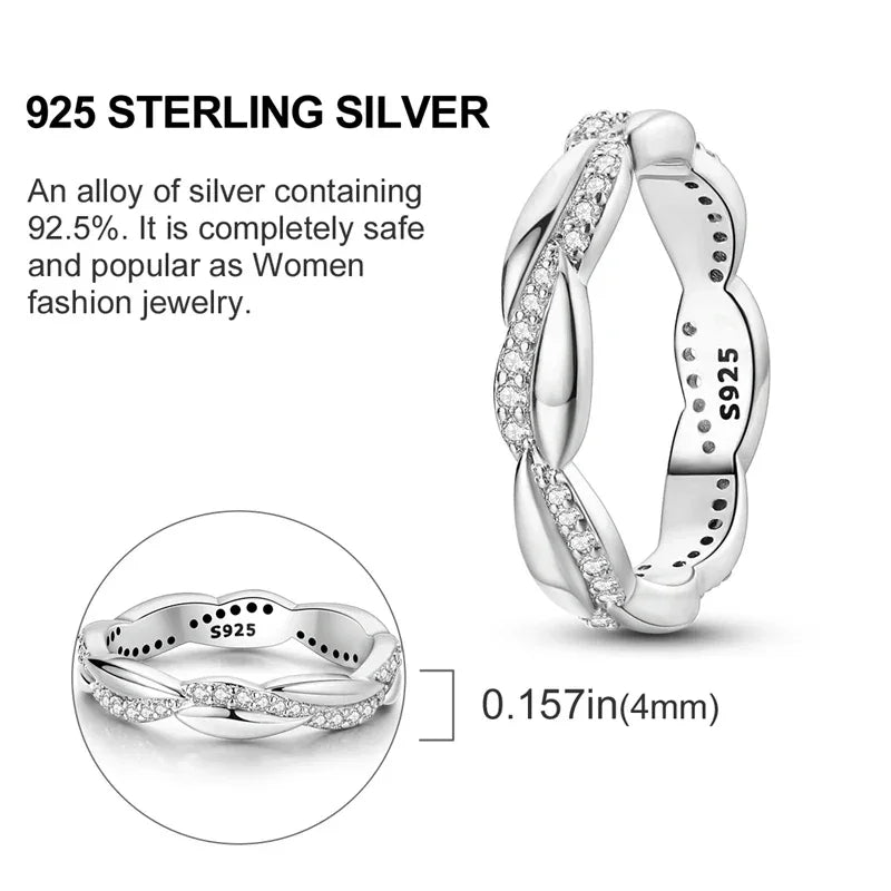 925 Sterling Silver Twisted CZ Band Ring