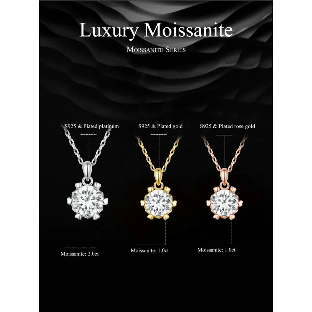 Stunning 1 Carat Moissanite Pendant Necklace | 925 Sterling Silver | Wedding & Bridal Fine Jewelry