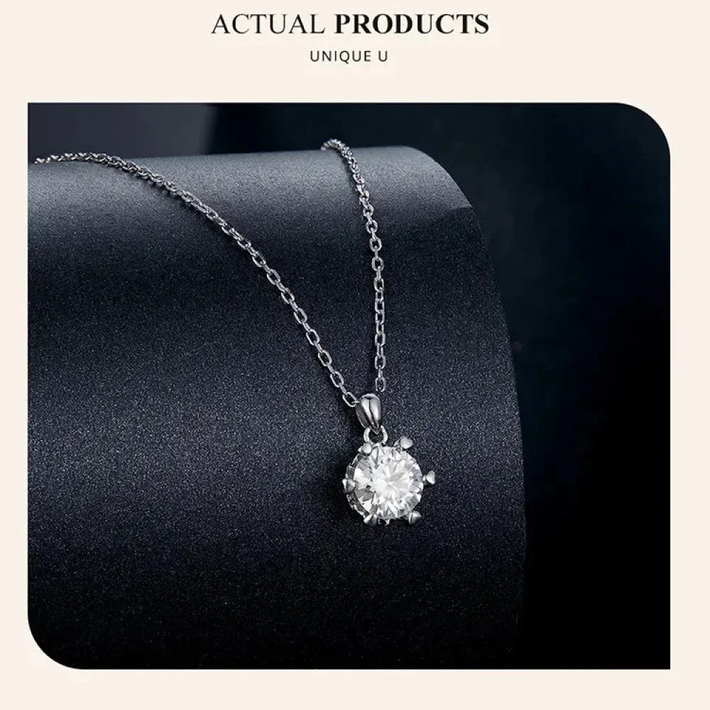 Stunning 1 Carat Moissanite Pendant Necklace | 925 Sterling Silver | Wedding & Bridal Fine Jewelry