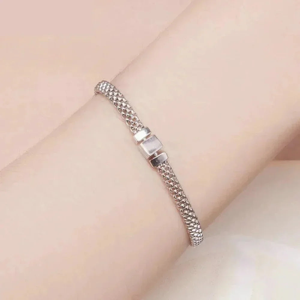 Sterling Silver Braided Square Buckle Bracelet