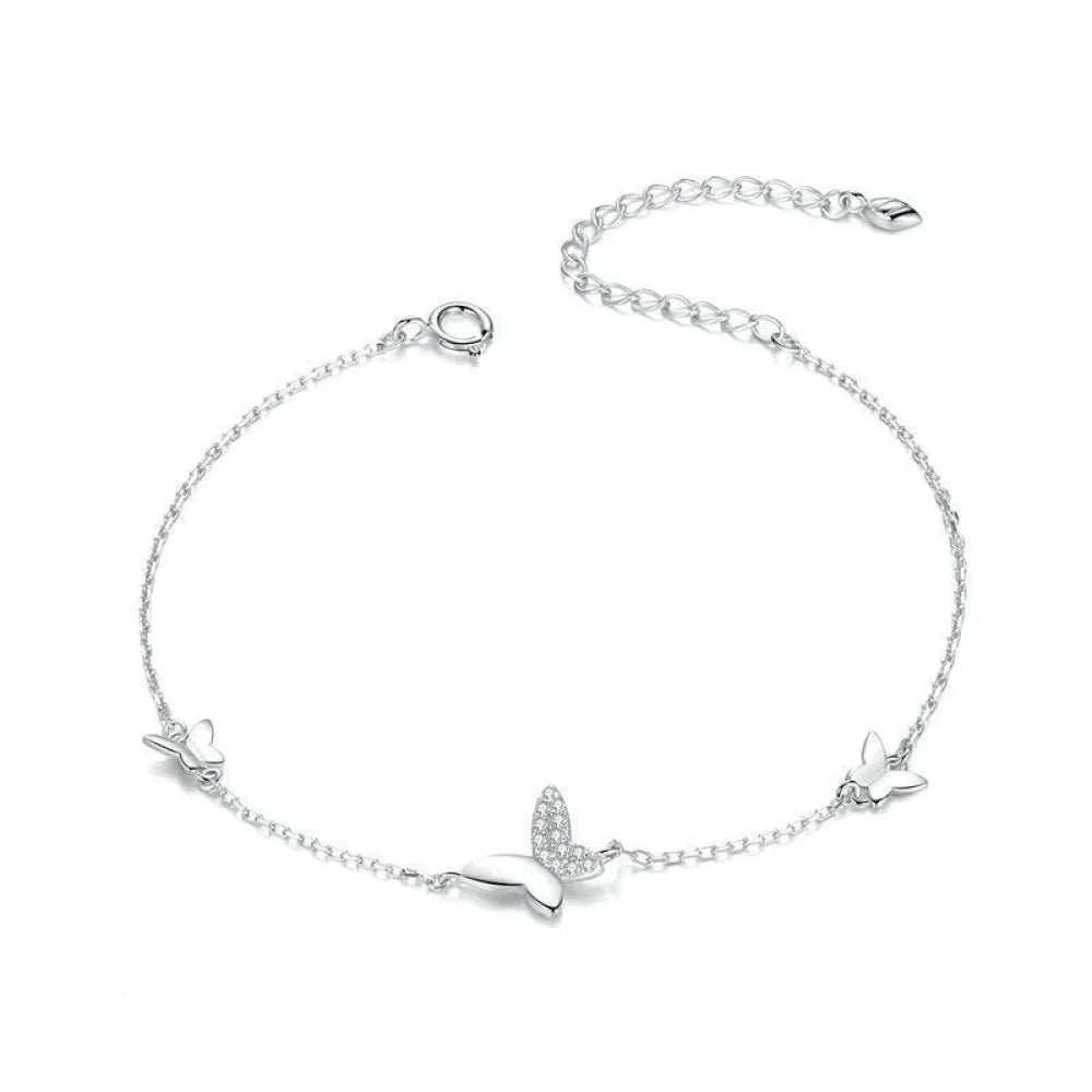 Sterling Silver Butterfly Charm Bracelet – Adjustable