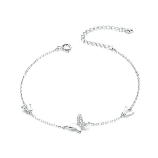 Sterling Silver Butterfly Charm Bracelet – Adjustable