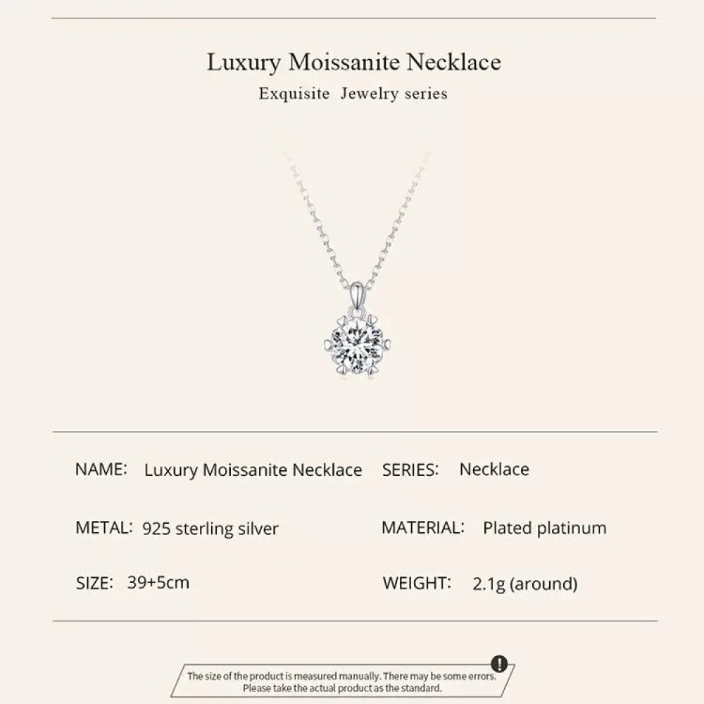 Stunning 1 Carat Moissanite Pendant Necklace | 925 Sterling Silver | Wedding & Bridal Fine Jewelry