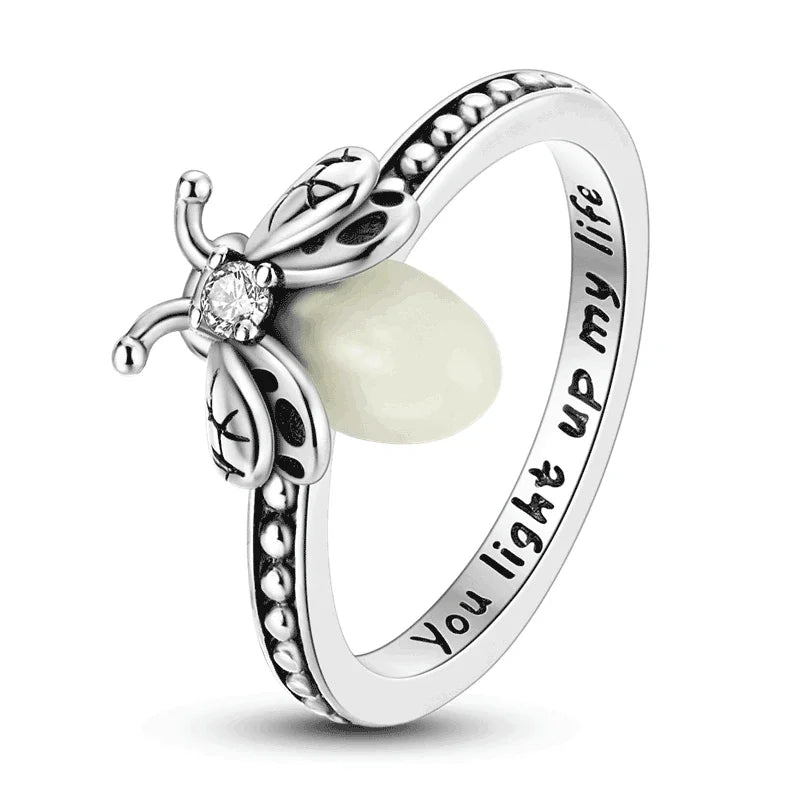 925 Sterling Silver Luminous Firefly Ring