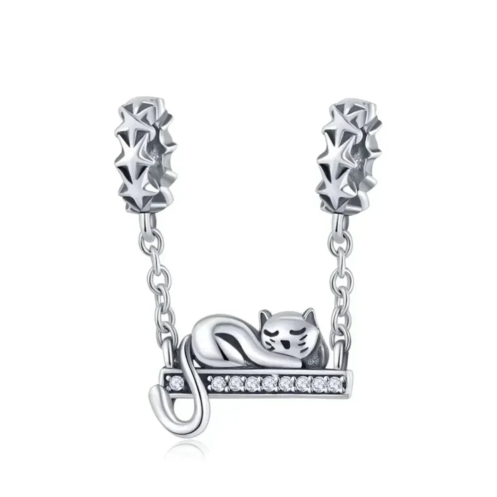 925 Sterling Silver Clear 5A Crystal Collection Family Heart X-Shape Charm Beads for Charm Bracelet & Necklace Pendant