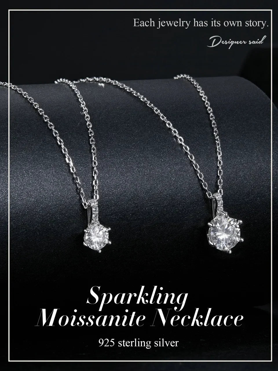 Glamorous Gem 1ct Moissanite Sterling Silver Pendant Necklace