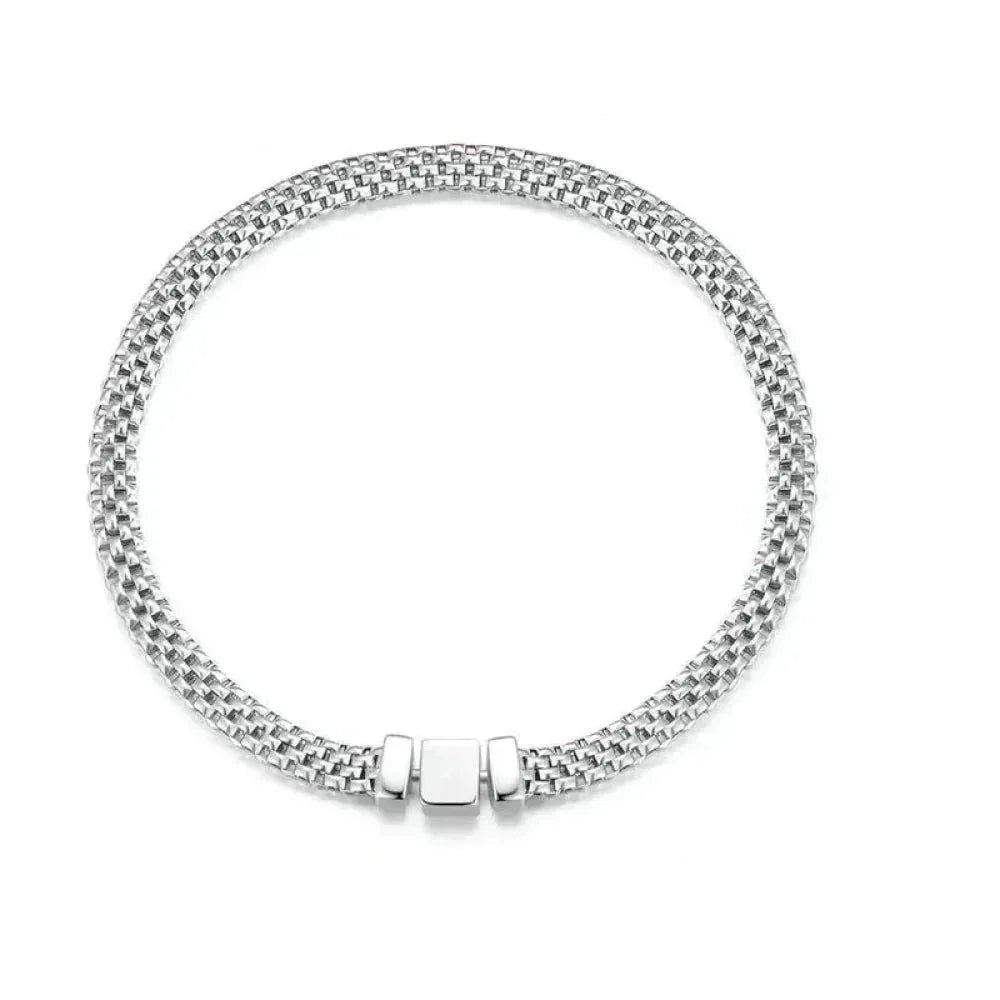 Sterling Silver Braided Square Buckle Bracelet