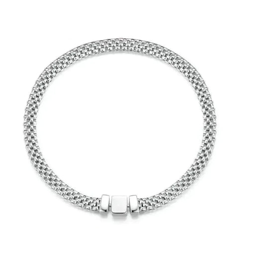 Sterling Silver Braided Square Buckle Bracelet