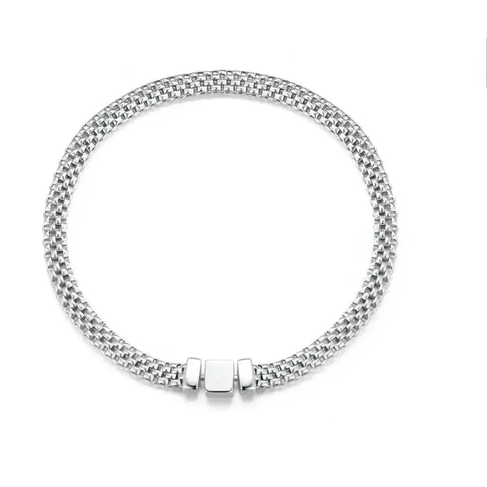 Sterling Silver Braided Square Buckle Bracelet