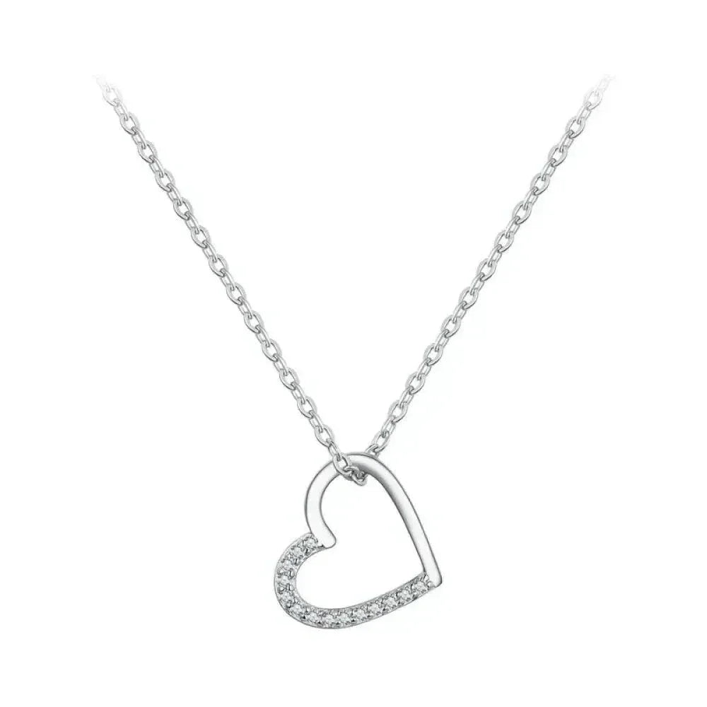 Genuine 925 Sterling Silver The Shape Of Love Chain Necklace For Women - Fine Jewelry 18.11'' Collar