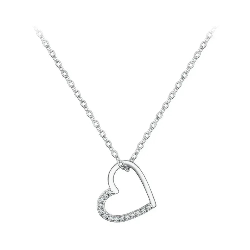 Genuine 925 Sterling Silver The Shape Of Love Chain Necklace For Women - Fine Jewelry 18.11'' Collar