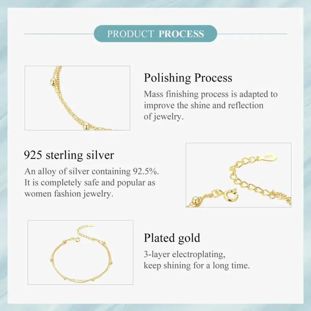 925 Sterling Silver Double Bead Chain Bracelet