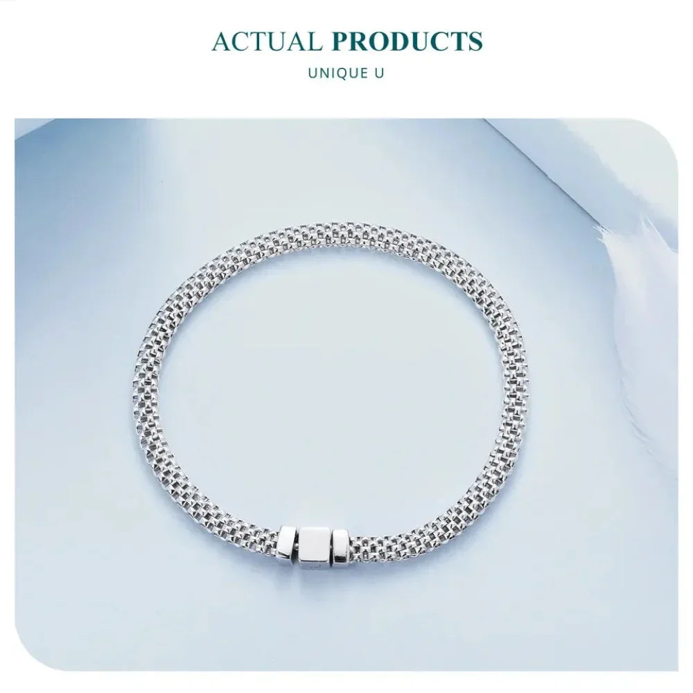 Sterling Silver Braided Square Buckle Bracelet