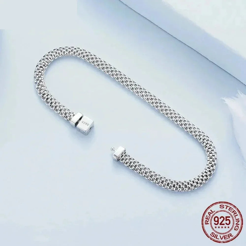 Sterling Silver Braided Square Buckle Bracelet