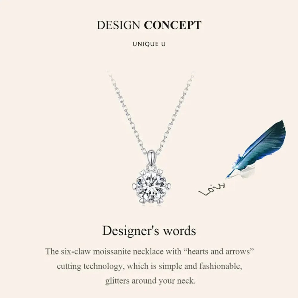 Stunning 1 Carat Moissanite Pendant Necklace | 925 Sterling Silver | Wedding & Bridal Fine Jewelry