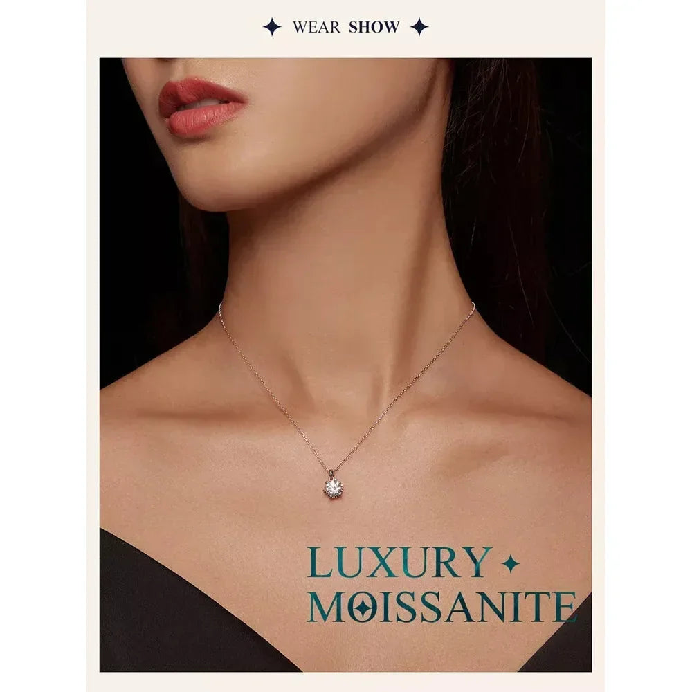 Stunning 1 Carat Moissanite Pendant Necklace | 925 Sterling Silver | Wedding & Bridal Fine Jewelry