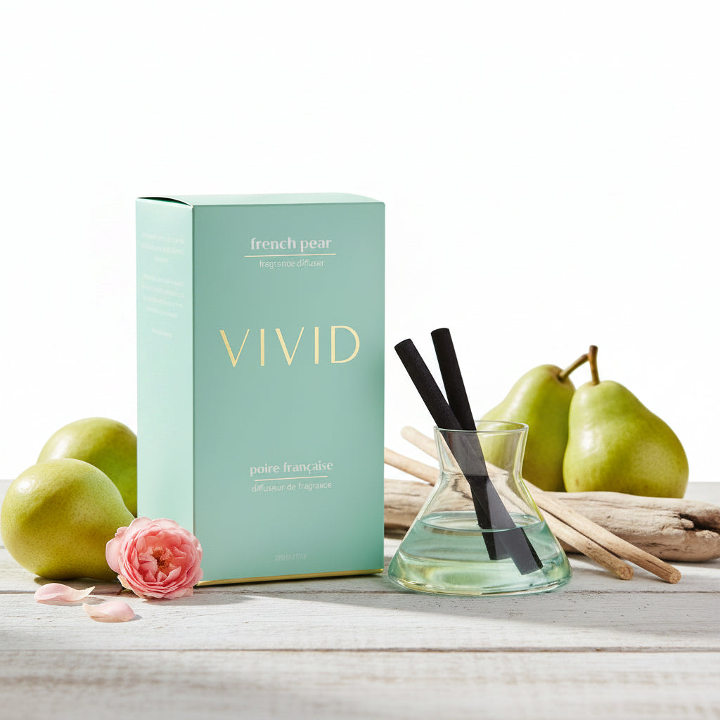French Pear Modern Diffuser with Sophisticated Pear Floral Musk Scent by Aromabotanical