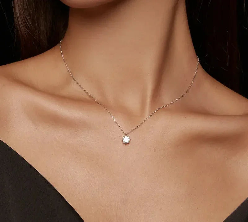 Dazzling 0.8ct Moissanite Sterling Silver Pendant Necklace