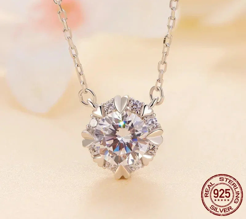 Dazzling Diamond Alternative: 1ct Moissanite Sterling Silver Pendant Necklace