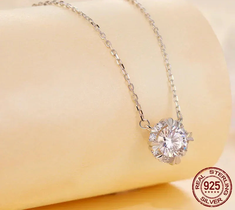 Dazzling Diamond Alternative: 1ct Moissanite Sterling Silver Pendant Necklace