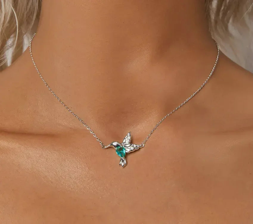 Elegant Sterling Silver Hummingbird Pendant Necklace