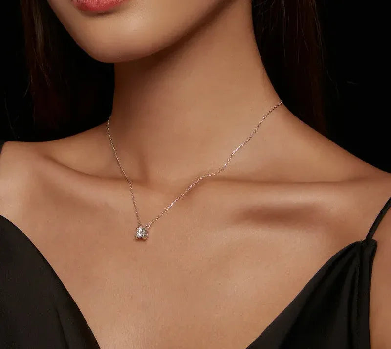 Radiant 1ct Moissanite Sterling Silver Pendant Necklace