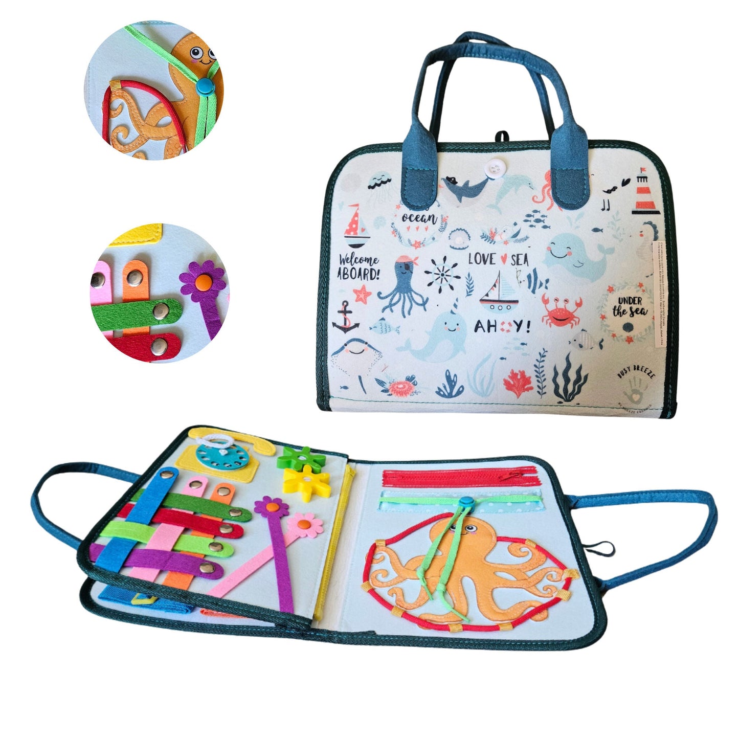 Breeze Essence Inc. - Under the Sea Busy Board for Toddlers - High Quality - Canadian Brand