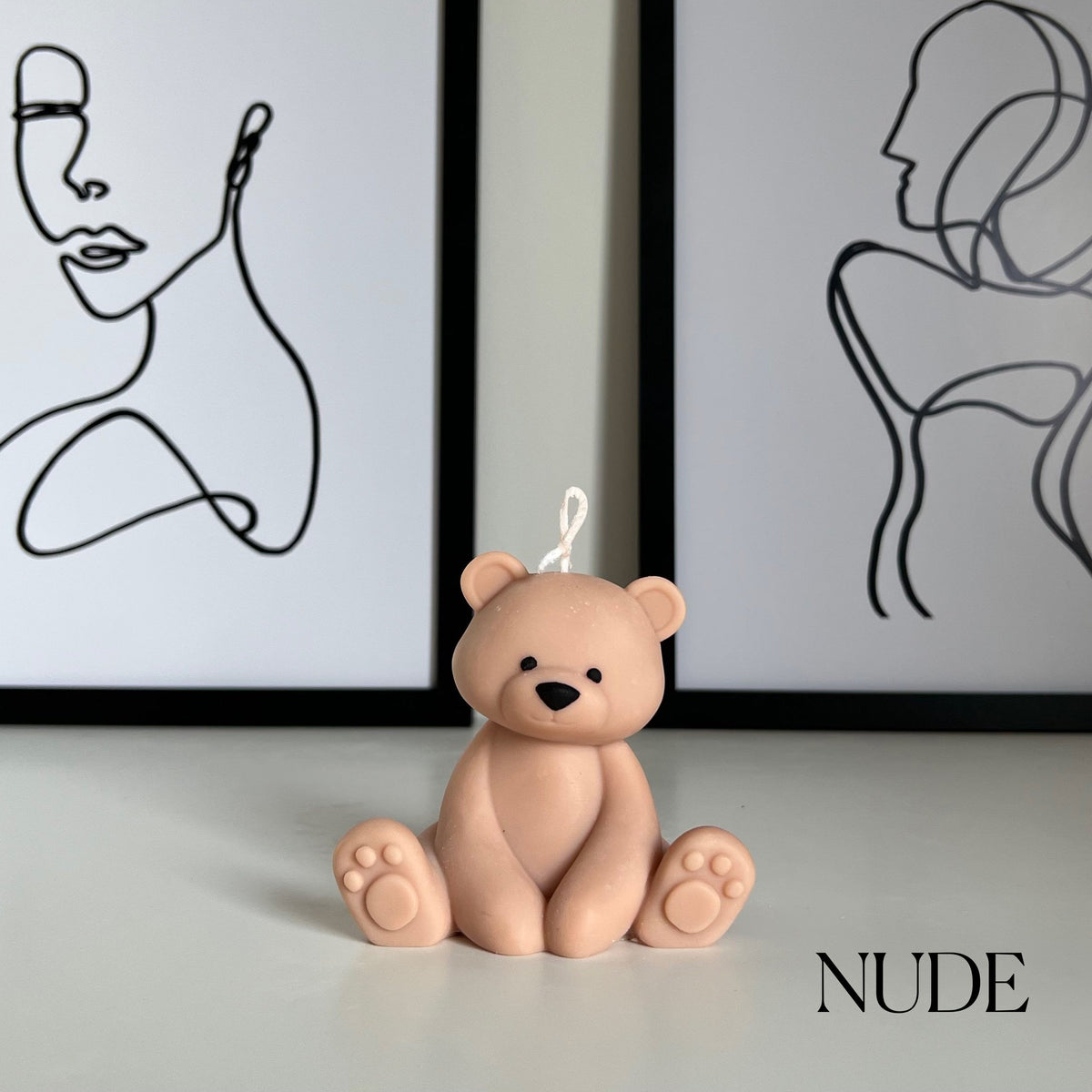 Teddy Bear Candle | Decorative Soy Wax Pillar, Nursery Decor