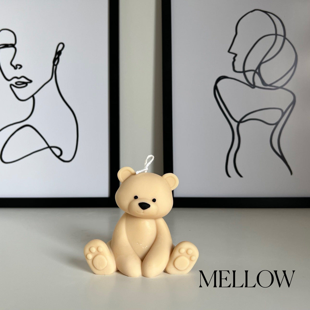 Teddy Bear Candle | Decorative Soy Wax Pillar, Nursery Decor