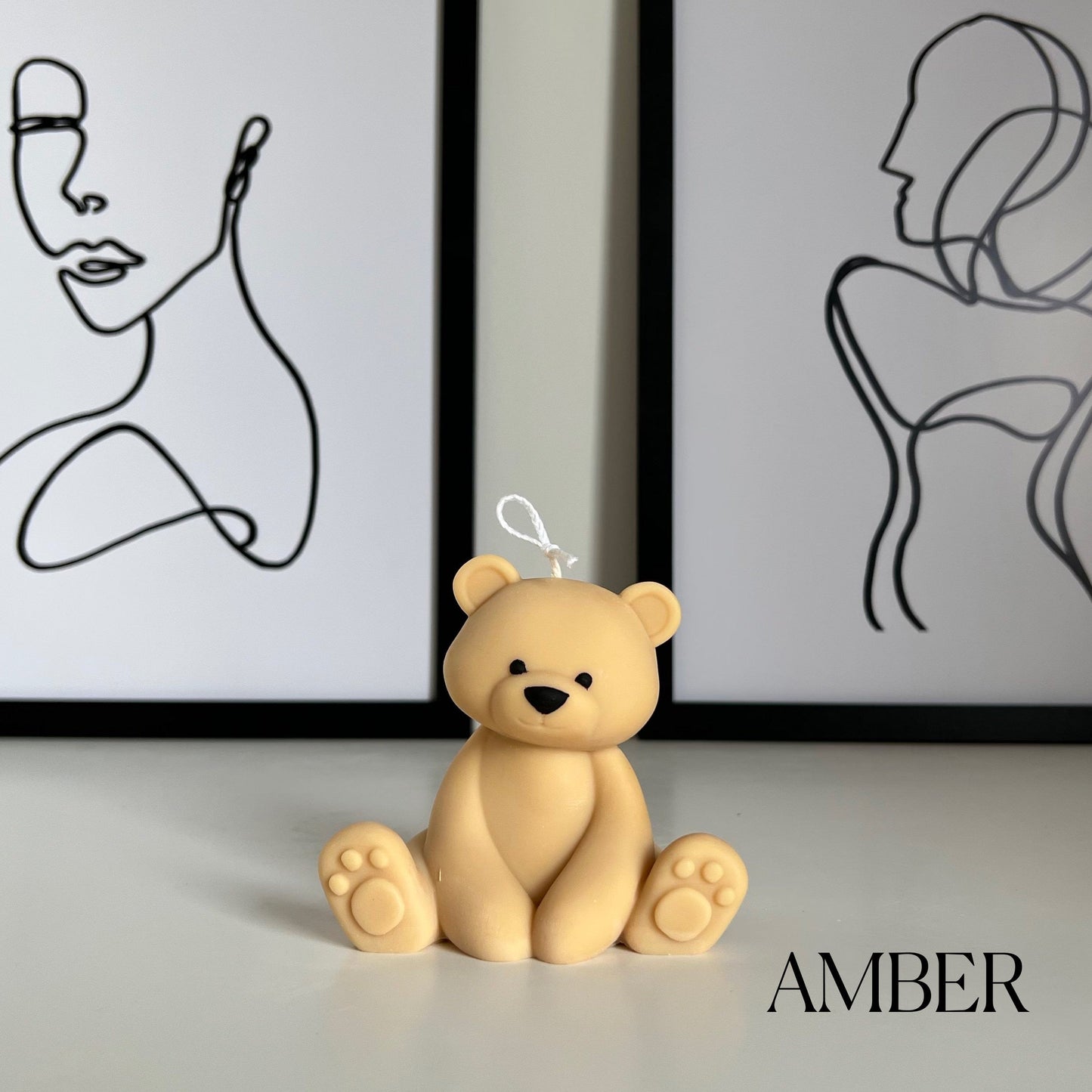 Teddy Bear Candle | Decorative Soy Wax Pillar, Nursery Decor