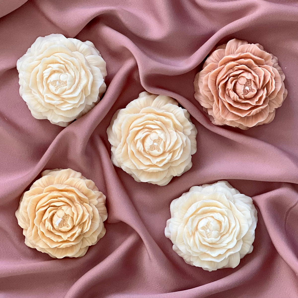 Handmade Soy Wax Peony Candle | Sculptural Home Decor