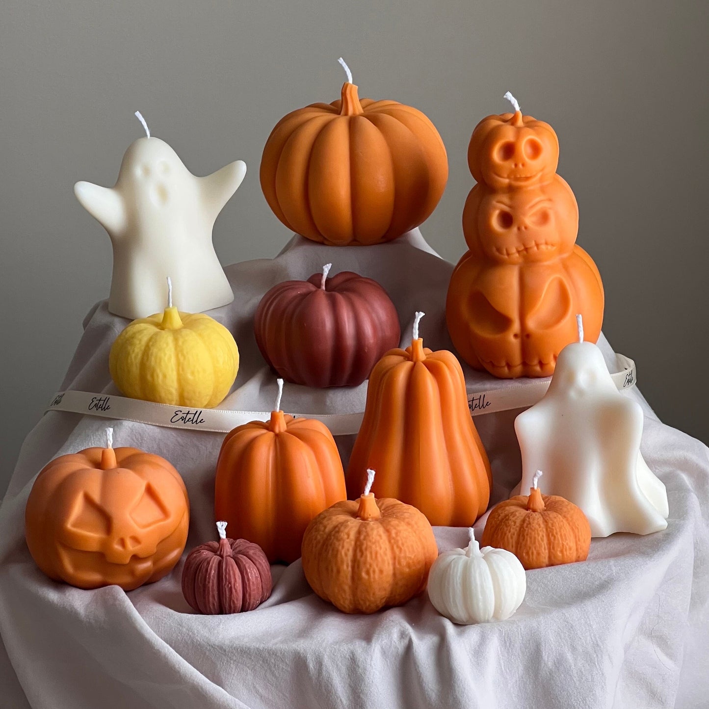 Hand Poured Halloween Pumpkin Candle: Sculptural Soy Wax Decor
