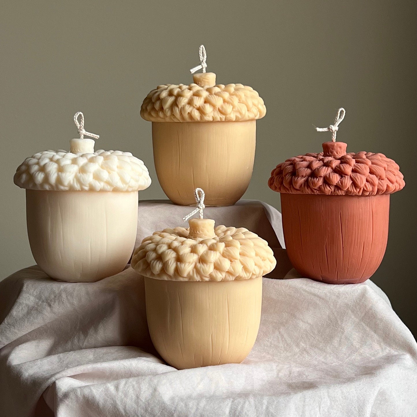 Large Autumn Acorn Soy Wax Candle | Sculptural Fall Decor
