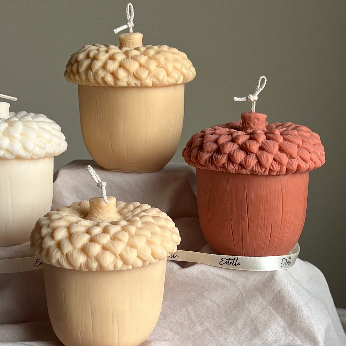 Large Autumn Acorn Soy Wax Candle | Sculptural Fall Decor