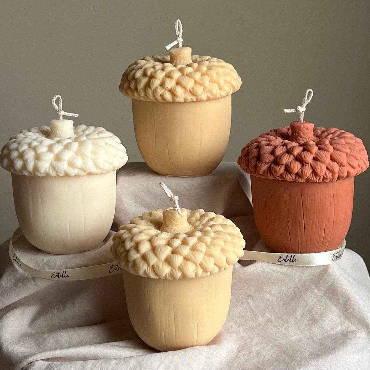 Large Autumn Acorn Soy Wax Candle | Sculptural Fall Decor