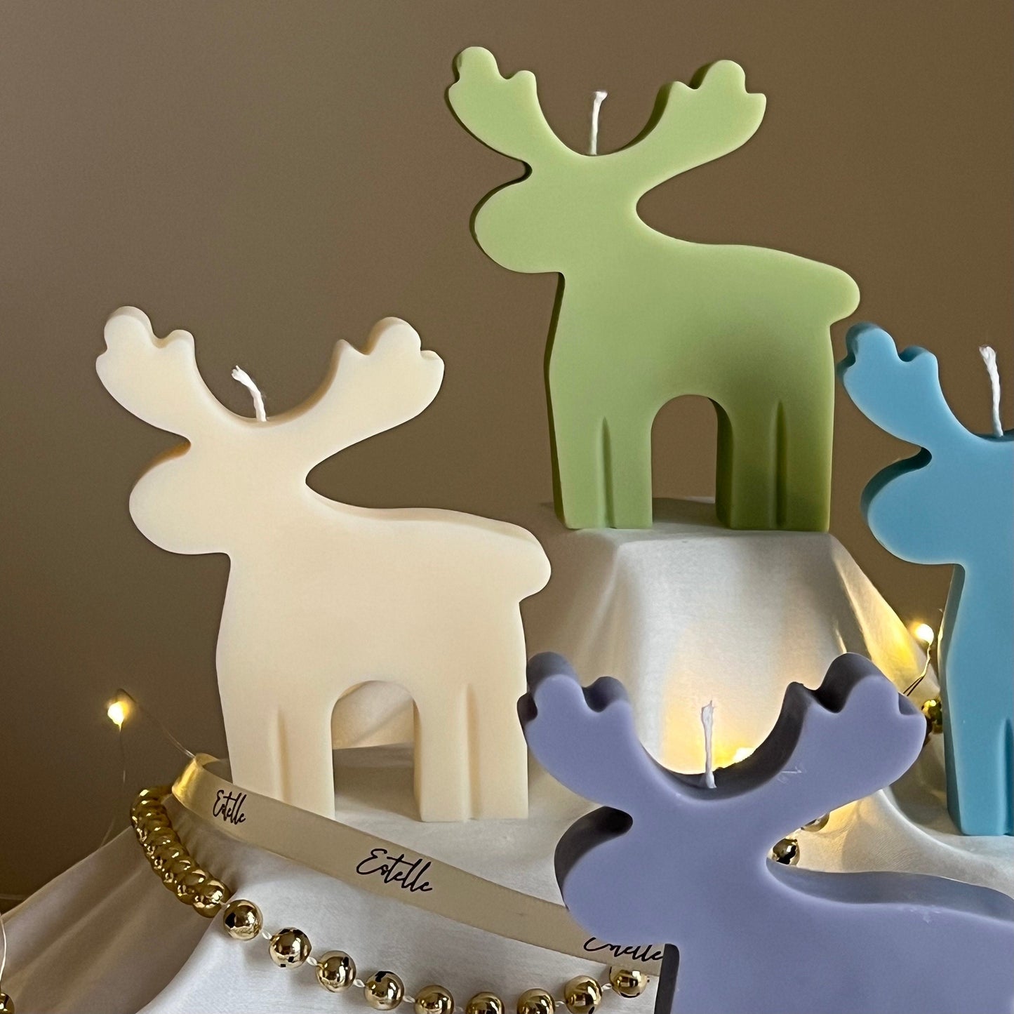 Handmade Reindeer Soy Candle: Christmas Decor Gift